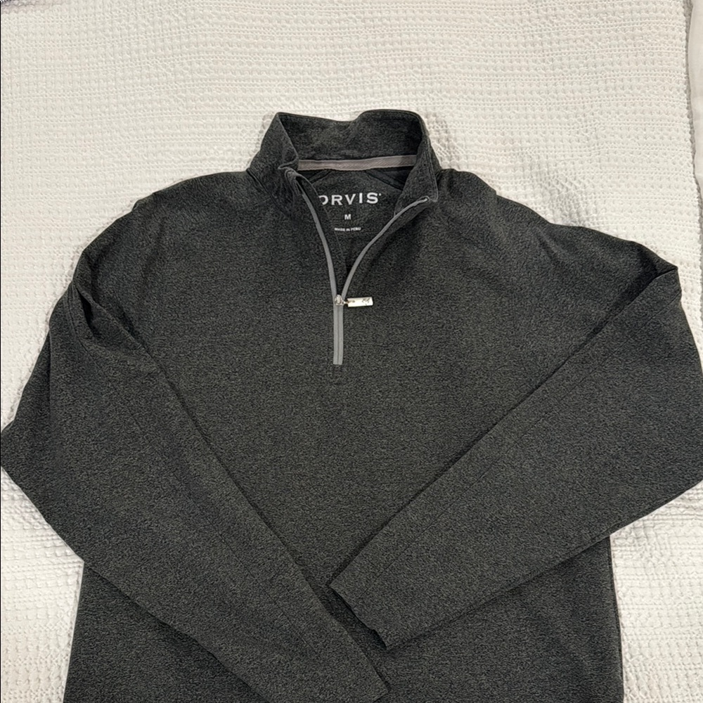 Orvis Gray Zip Up Sweater with Mock Neck